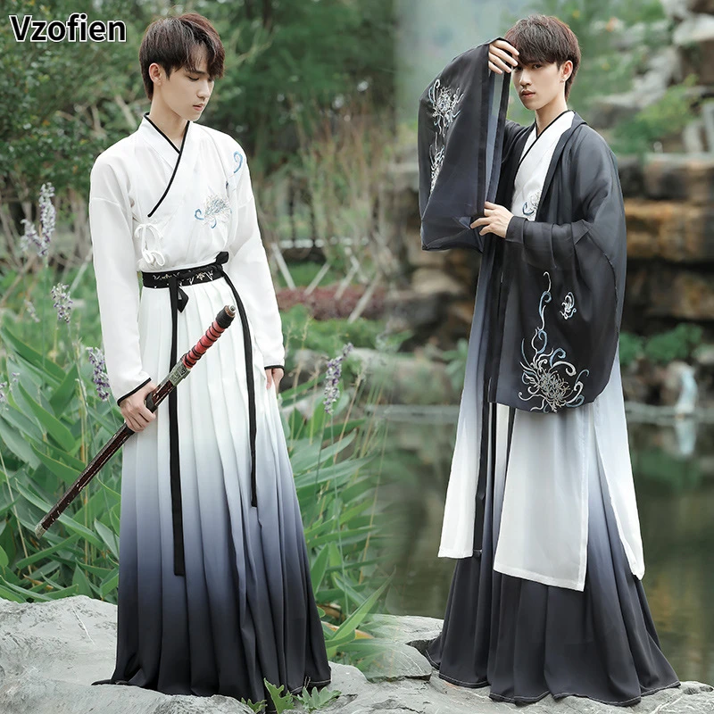 Китайская традиционная вышивка Hanfu для мужчин традиционное народное платье