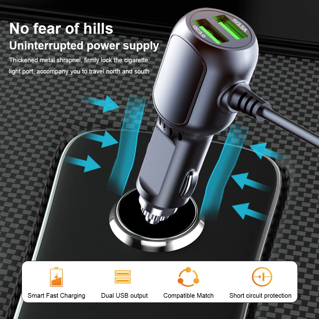 2 in 1 Dash Cam Car Charger Portable Detachable 12V-24V Double USB Fast Charging Lighter Power Cable Accessories 
2 in 1 Dash Cam Car Charger Portable Detachable 12V-24V Double USB Fast Charging Lighter Power Cable Accessories