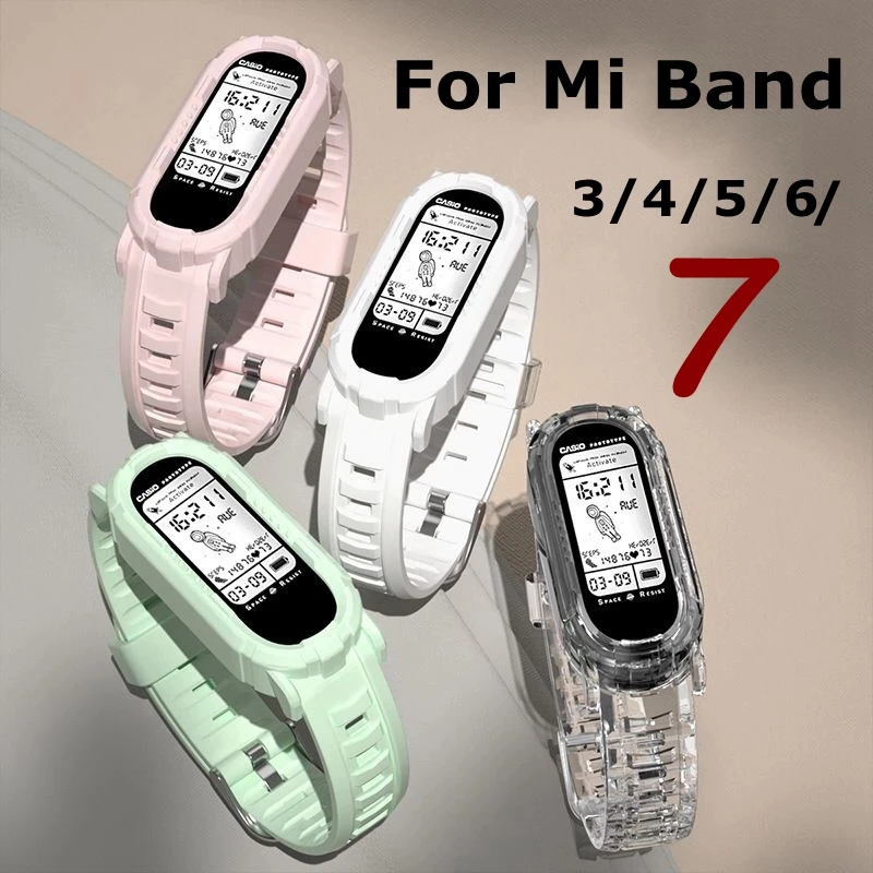 Ремешок силиконовый прозрачный для Xiaomi Mi Band 6 5 4 7, сменный Браслет розового и зеленого цветов для Xiomi M Mi Band band6
Ремешок силиконовый прозрачный для Xiaomi Mi Band 6 5 4 7, сменный Браслет розового и зеленого цветов для Xiomi M Mi Band band6