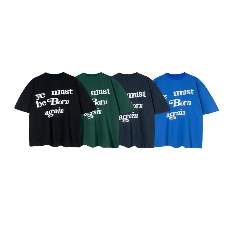 Ye Must Be Born Again Letter Foam Short Sleeve Kanye Tshirts Harajuku Cotton Hip Hop Oversized Mens and Womens Tees
Ye Must Be Born Again Letter Foam Short Sleeve Kanye Tshirts Harajuku Cotton Hip Hop Oversized Mens and Womens Tees