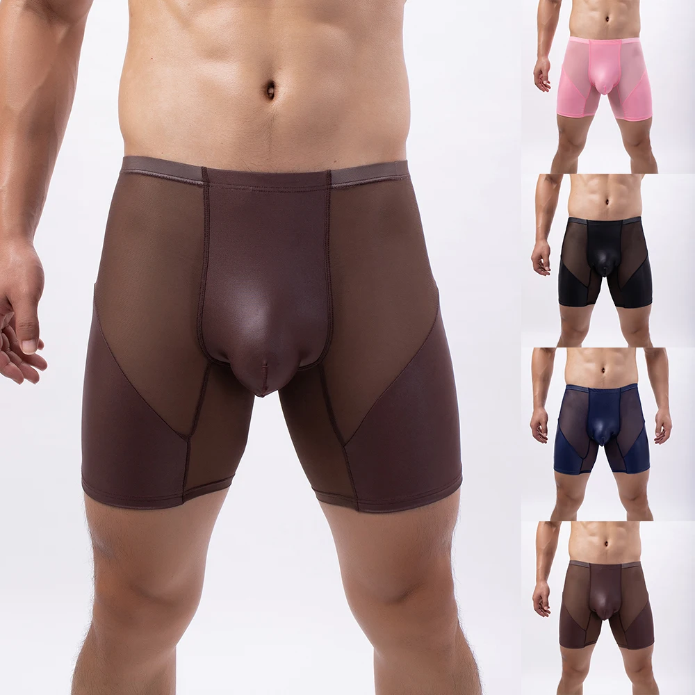 Mens Sexy Underwear U Convex Pouch Breathable Mesh Patent Leather Comfort Sport Boxers Shorts Scrotum Physiological Underpants
Mens Sexy Underwear U Convex Pouch Breathable Mesh Patent Leather Comfort Sport Boxers Shorts Scrotum Physiological Underpants