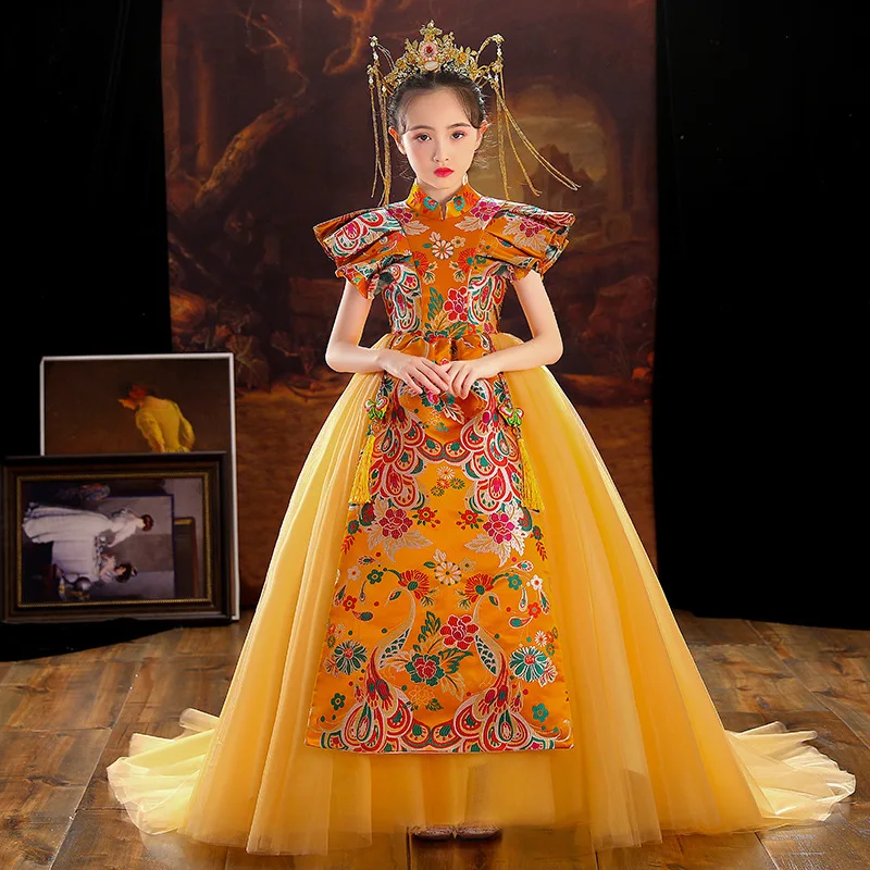 Flower Girl Dresses for Weddings 2021 New Children's Tail Princess Skirt Yellow Chinese Style Skirt Birthday Festival Prom
Flower Girl Dresses for Weddings 2021 New Children's Tail Princess Skirt Yellow Chinese Style Skirt Birthday Festival Prom