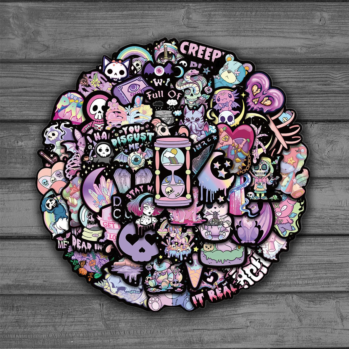 50PCS New Purple Gothic Dark Series Horror Cartoon Stickers DIY Laptop Luggage Skateboard Graffiti Decals Sticker for Kid Toys
50PCS New Purple Gothic Dark Series Horror Cartoon Stickers DIY Laptop Luggage Skateboard Graffiti Decals Sticker for Kid Toys