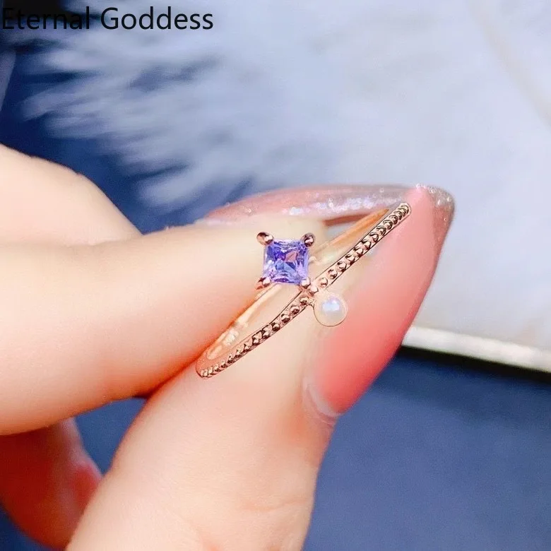 

925 Silver Ladies New Natural Tanzanite Ring Simple Atmosphere Fashion Trend Ring Luxury Indian Jewelry Set