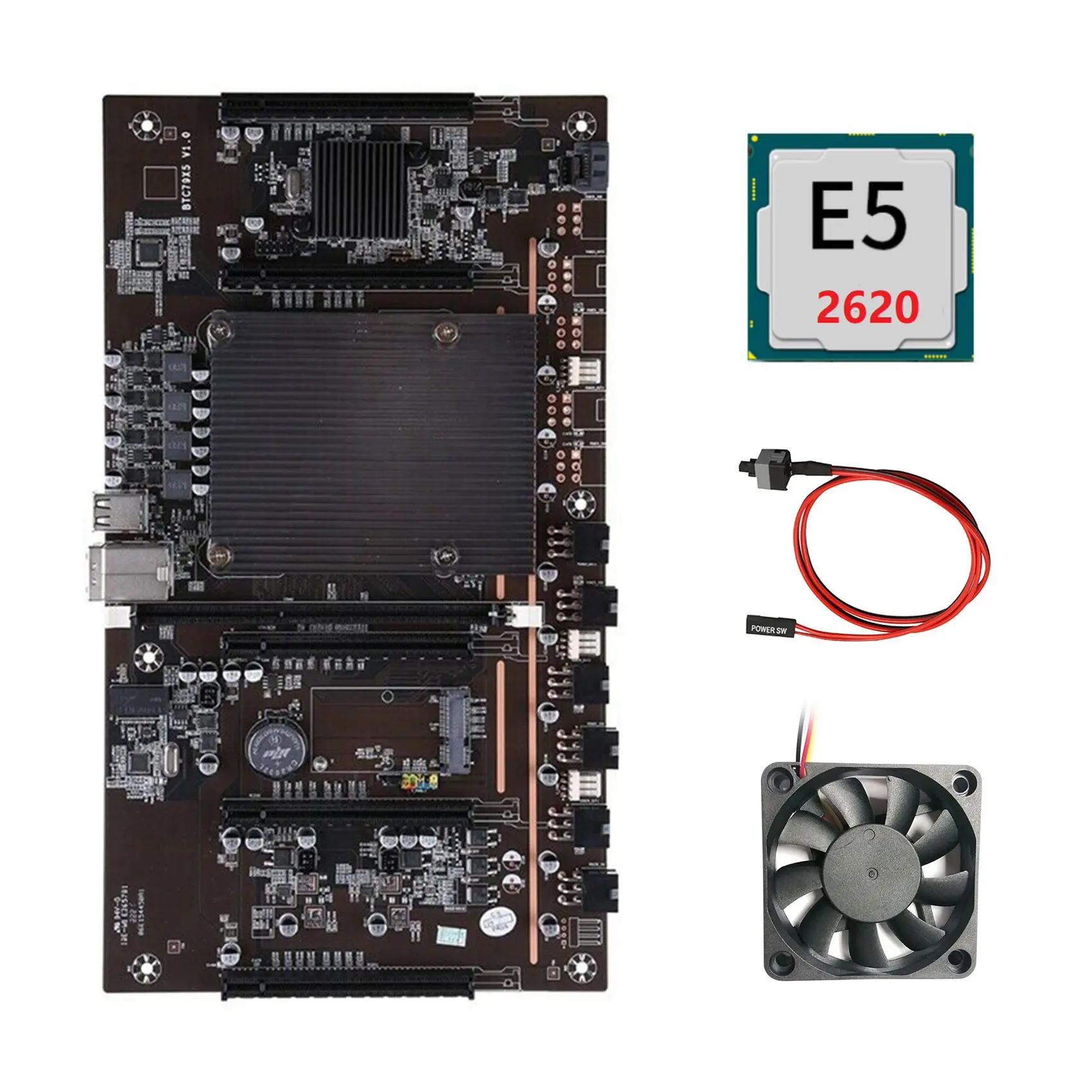 BTCX79 H61 Mining Motherboard with E5 2620 CPU+Fan+Switch Cable DDR3 Support 3060 3070 3080 Graphics Card for BTC Miner
BTCX79 H61 Mining Motherboard with E5 2620 CPU+Fan+Switch Cable DDR3 Support 3060 3070 3080 Graphics Card for BTC Miner