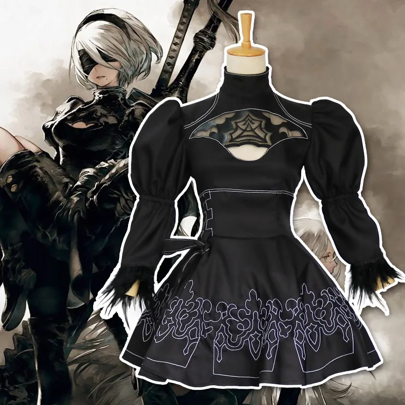 Game NieR: Automata YoRHa No.2 Type B Cosplay Costume Dress Black Uniforms Wig Women Outfit Halloween High Heels Shoes Boots
Game NieR: Automata YoRHa No.2 Type B Cosplay Costume Dress Black Uniforms Wig Women Outfit Halloween High Heels Shoes Boots