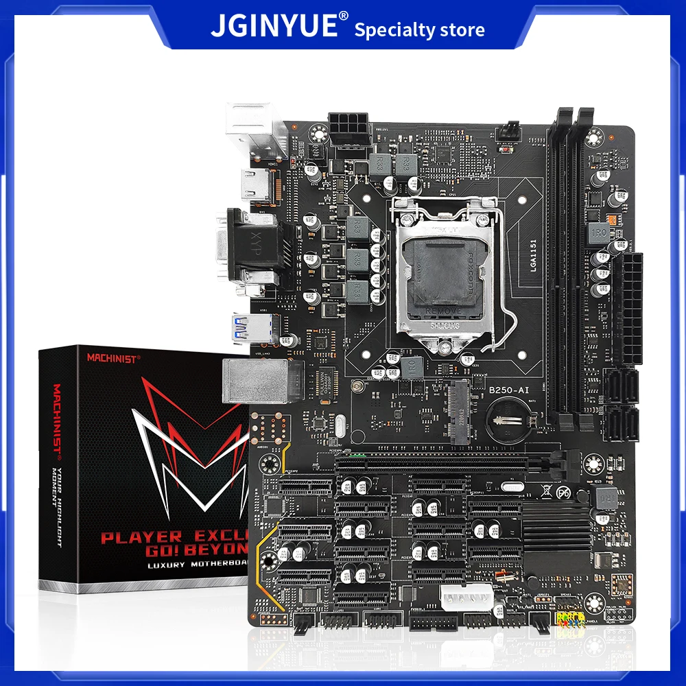 B250-AI BTC Mining Motherboard LGA 1151 CPU RAM DDR4 PCI-E X16 mSATA VGA DVI-I for 12 Graphics Card Bitcoin BTC ETH USB 3.0
B250-AI BTC Mining Motherboard LGA 1151 CPU RAM DDR4 PCI-E X16 mSATA VGA DVI-I for 12 Graphics Card Bitcoin BTC ETH USB 3.0