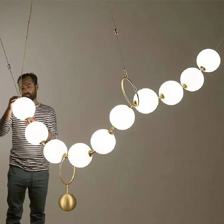 Denmark Golden Necklace Chandelier Luxury Ceiling Light DIY Staircase Bubble Lustre Dining Room Kitchen Hanging Lamp Fixtures
Denmark Golden Necklace Chandelier Luxury Ceiling Light DIY Staircase Bubble Lustre Dining Room Kitchen Hanging Lamp Fixtures