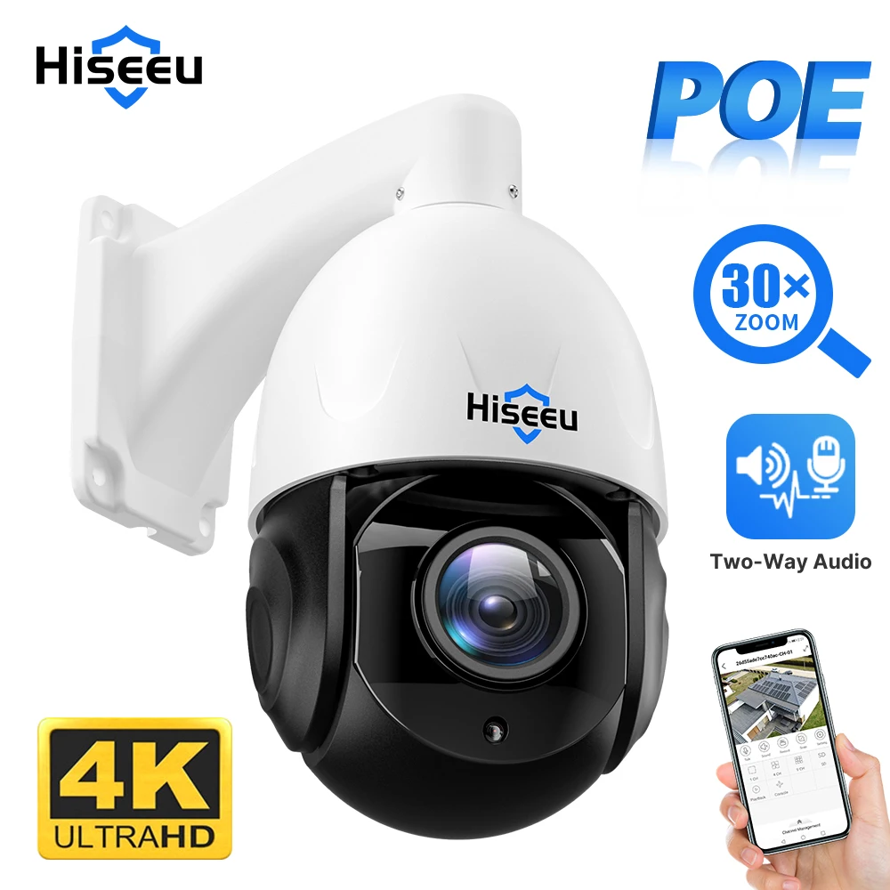 

5MP 30X Zoom POE Camera 4K 8MP Human Detect Two-Way Audio Dome PTZ IP Cam IR Night Vision Outdoor PoE CCTV Surveillance Cameras