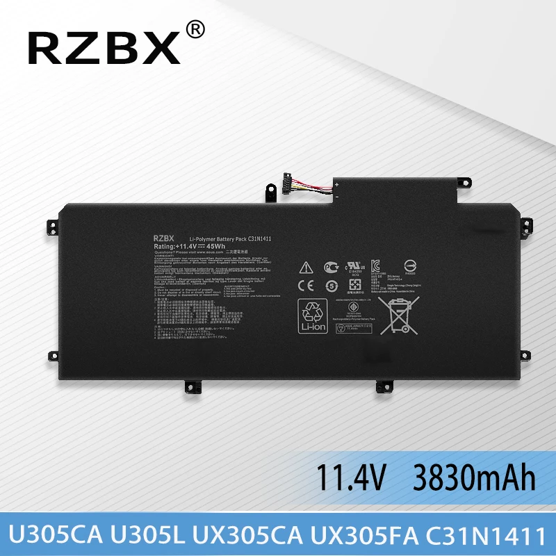 11.4V 45Wh C31N1411 Laptop Battery For ASUS Zenbook U305 U305L U305F U305FA U305CA U305UA UX305 UX305C UX305CA UX305F UX305FA
11.4V 45Wh C31N1411 Laptop Battery For ASUS Zenbook U305 U305L U305F U305FA U305CA U305UA UX305 UX305C UX305CA UX305F UX305FA