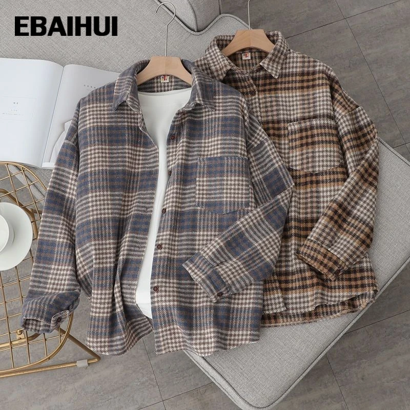 EBAIHUI Women's Plaid Shirt Long Sleeve England Style Square Collar Blouse Coat Button Autumn Winter Loose Fashion 2022 New
EBAIHUI Women's Plaid Shirt Long Sleeve England Style Square Collar Blouse Coat Button Autumn Winter Loose Fashion 2022 New