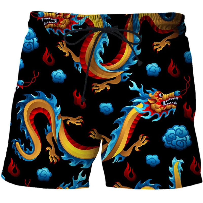 

2022 Brand Men Women 3D Printed Dragon totem Print Shorts Trunks Summer New Quick Dry Beach Casual Sweatpants Short Pants