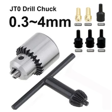 0.3-4mm JTO Drill Collet Chuck with 1/4 Chuck Inner Hole Diameter Hexagon Key Wrench with JT0 Adapter for DIY Electric Drill