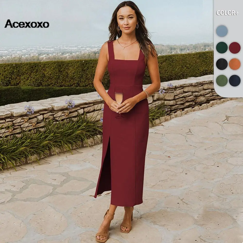 2023 new spring and autumn fashion square collar MIDI skirt slit evening gown socialite slip dress female
2023 new spring and autumn fashion square collar MIDI skirt slit evening gown socialite slip dress female