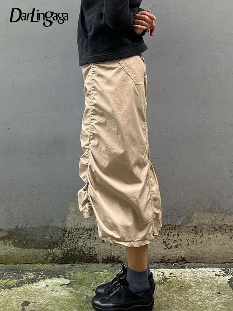Darlingaga Casual Khaki Drawstring Low Waist Cargo Skirt Midi Y2K Chic Stitching Summer Women's Skirts Streetwear Shirring Solid
Darlingaga Casual Khaki Drawstring Low Waist Cargo Skirt Midi Y2K Chic Stitching Summer Women's Skirts Streetwear Shirring Solid