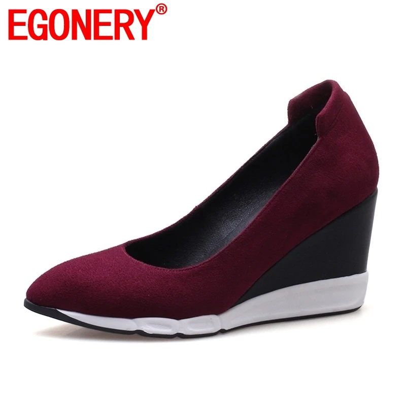 EGONERY Women New Heels Shoes Pointed Toe Super High Wedges Platform Shallow Spring Concise Casual Wine Red And Black Lady Shoes
EGONERY Women New Heels Shoes Pointed Toe Super High Wedges Platform Shallow Spring Concise Casual Wine Red And Black Lady Shoes