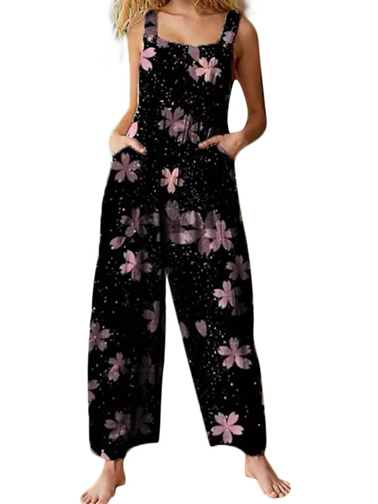 Women Thin Summer Jumpsuit Sleeveless Bib Floral Overalls Long Suspender Wide leg Pants Sleeveless Sling Rompers Long Jumpsuits
Women Thin Summer Jumpsuit Sleeveless Bib Floral Overalls Long Suspender Wide leg Pants Sleeveless Sling Rompers Long Jumpsuits