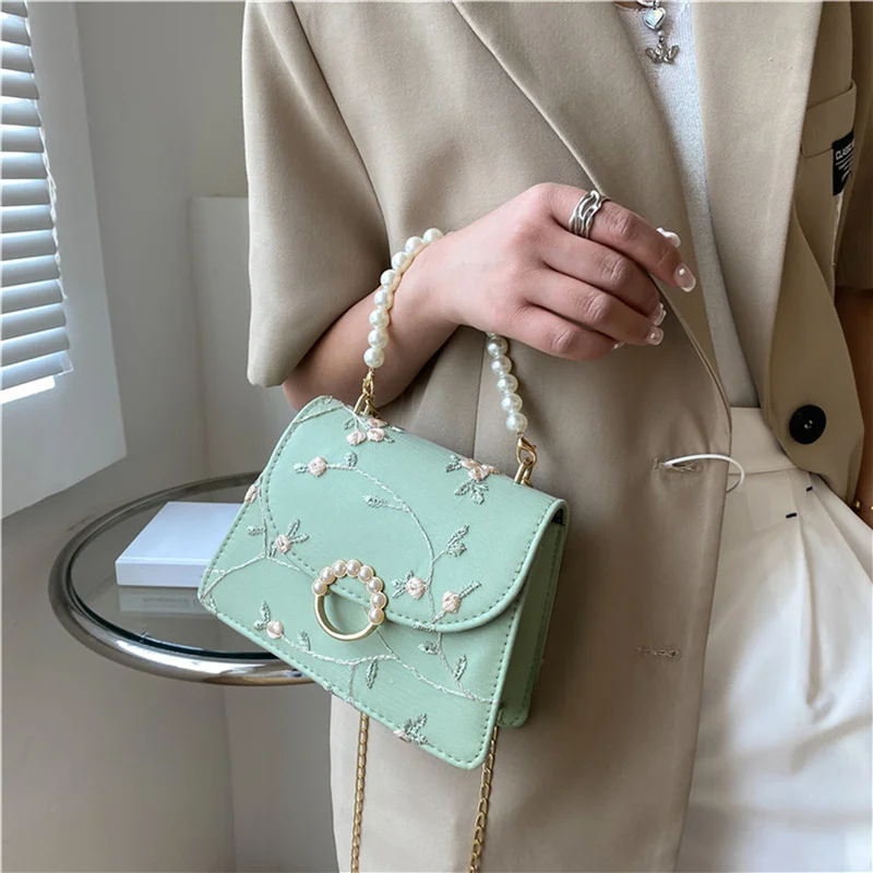 Net Yarn Flower Small Shoulder Bag For Women Soft PU Leather Crossbody Female Pearl Chain Handbags Summer Beach Square Bag
Net Yarn Flower Small Shoulder Bag For Women Soft PU Leather Crossbody Female Pearl Chain Handbags Summer Beach Square Bag