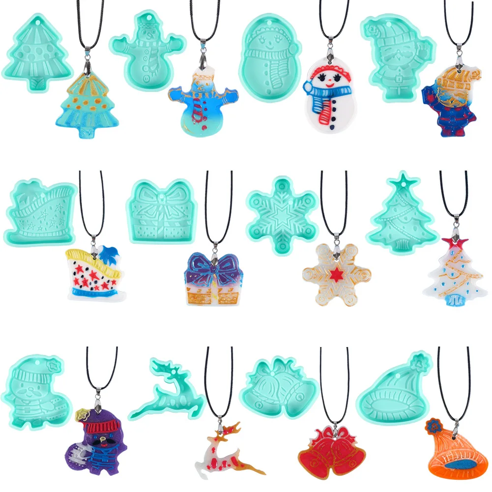 

Christmas Mold DIY Resin Crystal Epoxy Mold Snowflake Elk Pendant Keychain Listing Jewelry Silicone Mold Resin Merry Christmas