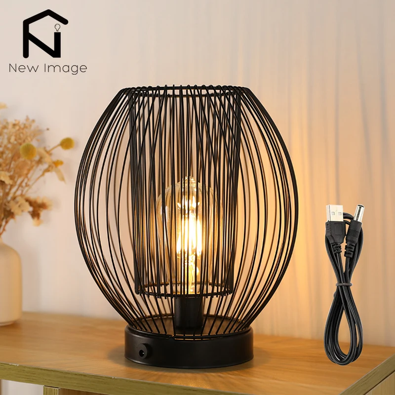 Metal Cage Table Lamp Portable Black Lantern Battery Powered USB Rechargable Hanging Night Light Bedroom Bedside Home Decor
Metal Cage Table Lamp Portable Black Lantern Battery Powered USB Rechargable Hanging Night Light Bedroom Bedside Home Decor