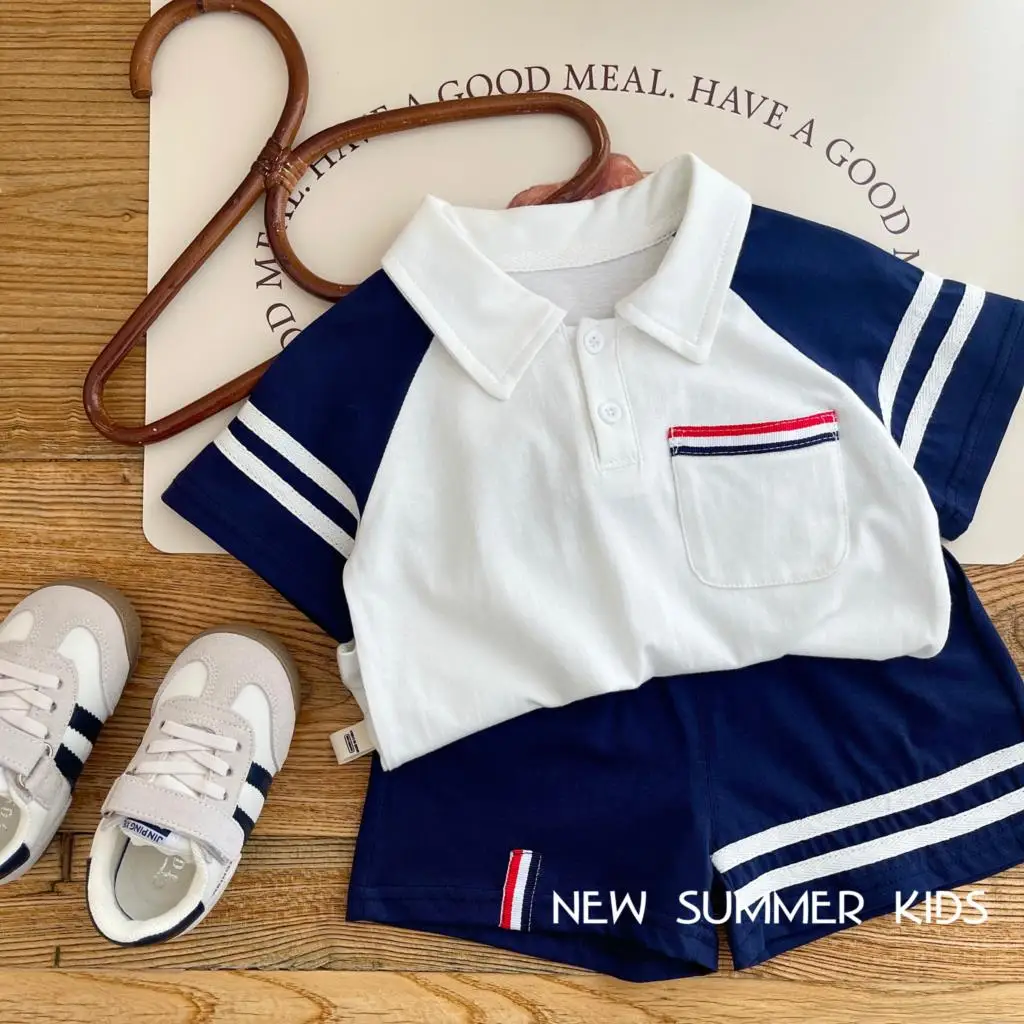2023 Summer Infant Boys Clothes Set Cotton Patchwork Solid Shorts Suit Turn Down Collar Striped Polo Shirt Baby Boy Outfits
2023 Summer Infant Boys Clothes Set Cotton Patchwork Solid Shorts Suit Turn Down Collar Striped Polo Shirt Baby Boy Outfits