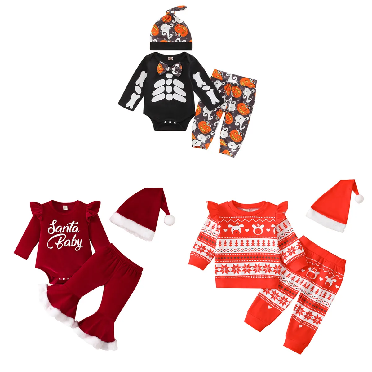 baby costume Christmas Halloween Outfits Clothing Long Sleeve Ruffled Letters Print Rompers Flare Pants Hat ropa bebe
baby costume Christmas Halloween Outfits Clothing Long Sleeve Ruffled Letters Print Rompers Flare Pants Hat ropa bebe