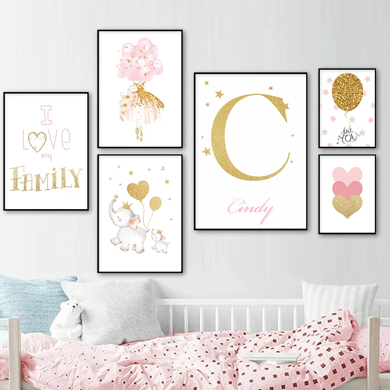 Personalized Baby Name Poster Nursery Wall Art Blush Pink Balloon Girl Canvas Painting Kid Room Gold Heart Love Picture Decor
Personalized Baby Name Poster Nursery Wall Art Blush Pink Balloon Girl Canvas Painting Kid Room Gold Heart Love Picture Decor
