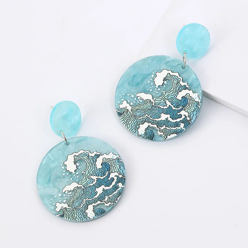 Round Acrylic Lake Blue Earrings for Women Sky Sea Color Cute Fashion Round Sea Wave Drop Earrings Circle Creative Jewelry 
Round Acrylic Lake Blue Earrings for Women Sky Sea Color Cute Fashion Round Sea Wave Drop Earrings Circle Creative Jewelry