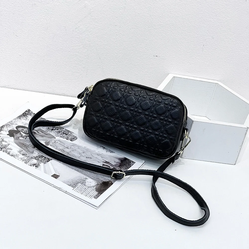 

Mini Grid Women Shoulder Bags Brand Designer Genuine Leather Crossbody Clutch Clover Check Embossed Small Handbag Purse