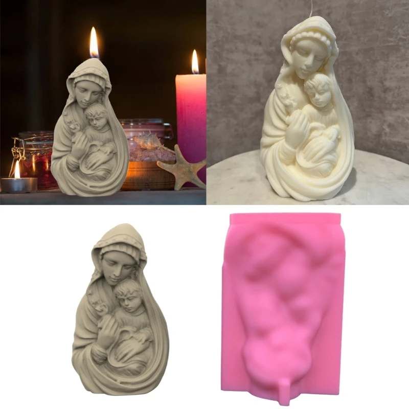 

Mary Holds Child Decor Candle Silicone Mold Epoxy Resin DIY Ornaments Making Soap Melt Resin Clay Home Decorations Y08E