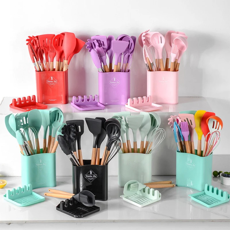 Kitchenware Gadgets 13PCS Spoon Silicone Utensils Kitchen Kit For Kitchen Gadget Sets Non Slip Wooden Handle Cooking Shoe Set
Kitchenware Gadgets 13PCS Spoon Silicone Utensils Kitchen Kit For Kitchen Gadget Sets Non Slip Wooden Handle Cooking Shoe Set