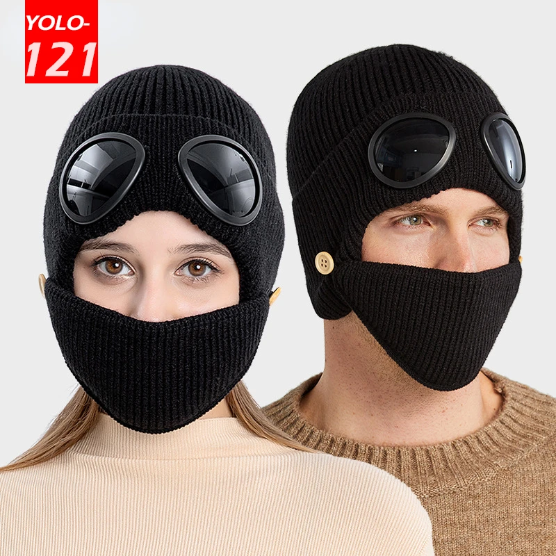 Pilot Glasses Bonnets Men Women Thickened Warm Woollen Hat Winter Fashion Windproof Knitted Hat with Mask Trendy Winter Hat
Pilot Glasses Bonnets Men Women Thickened Warm Woollen Hat Winter Fashion Windproof Knitted Hat with Mask Trendy Winter Hat