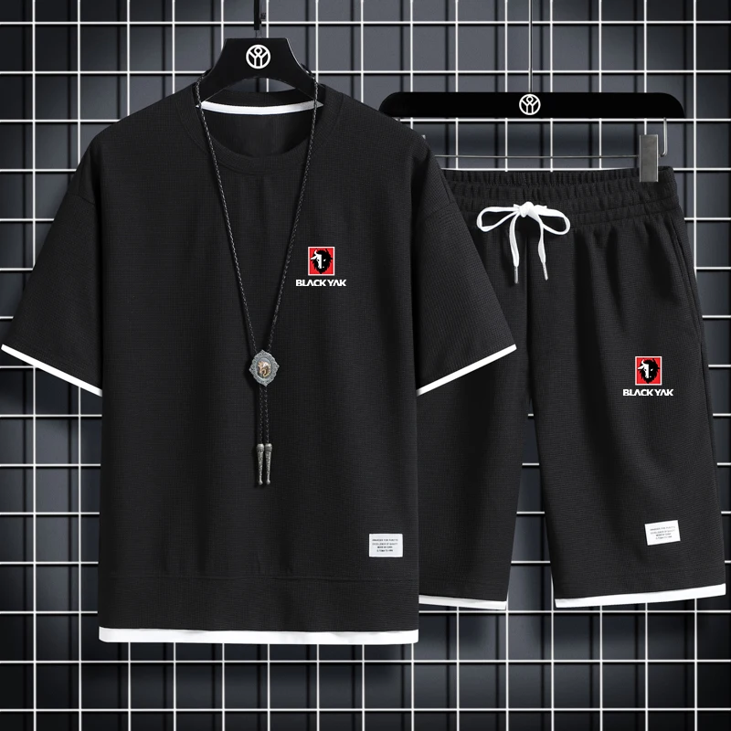 2023 Summer New Black yak Men's Sportswear Linen Fabric T-shirt Shorts Two Piece Men's Sportswear Set Fashion Breathable Set
2023 Summer New Black yak Men's Sportswear Linen Fabric T-shirt Shorts Two Piece Men's Sportswear Set Fashion Breathable Set