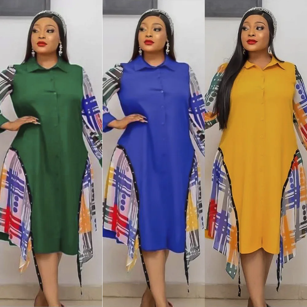 Plus Size African Contrast Color Cardigan Dress for Women Elegant Summer Lady Casual Outfits Africa Dashiki Kaftan Clothes
Plus Size African Contrast Color Cardigan Dress for Women Elegant Summer Lady Casual Outfits Africa Dashiki Kaftan Clothes
