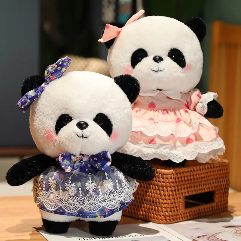 

28 см Мультяшные милые мягкие панды Принцесса в платье куклы плюшевые животные медведь игрушки для дочери успокаивающие плюшевые милый подарок