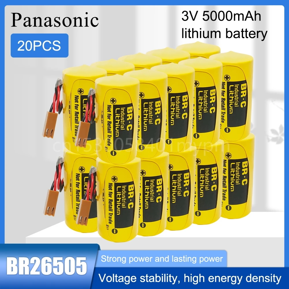 20PCS Panasonic BR-C BR26505 3V Lithium High Temperature Lithium Battery with Brown Plug for Communication/measurement Devices
20PCS Panasonic BR-C BR26505 3V Lithium High Temperature Lithium Battery with Brown Plug for Communication/measurement Devices