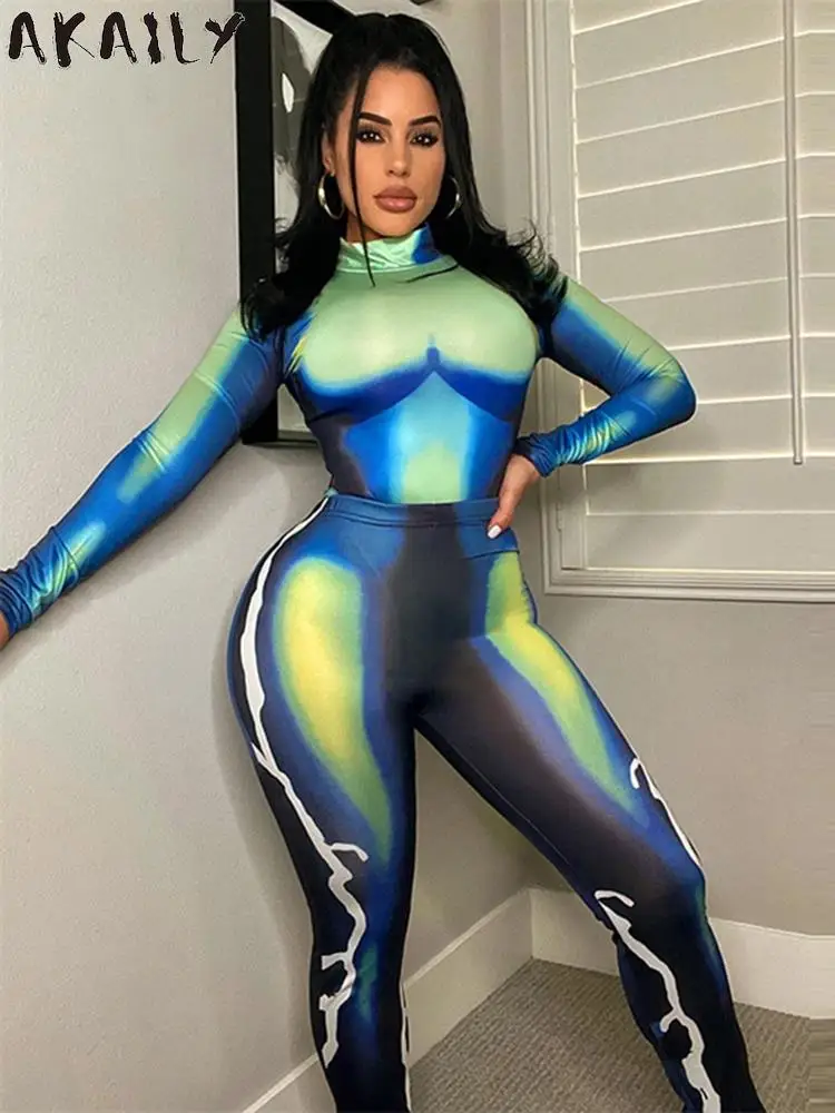 Летняя уличная одежда Akaily, комплект из 2 предметов с 3D принтом, женский боди с длинным рукавом и высоким воротником 2022, комплекты с длинными б... 
Летняя уличная одежда Akaily, комплект из 2 предметов с 3D принтом, женский боди с длинным рукавом и высоким воротником 2022, комплекты с длинными б...