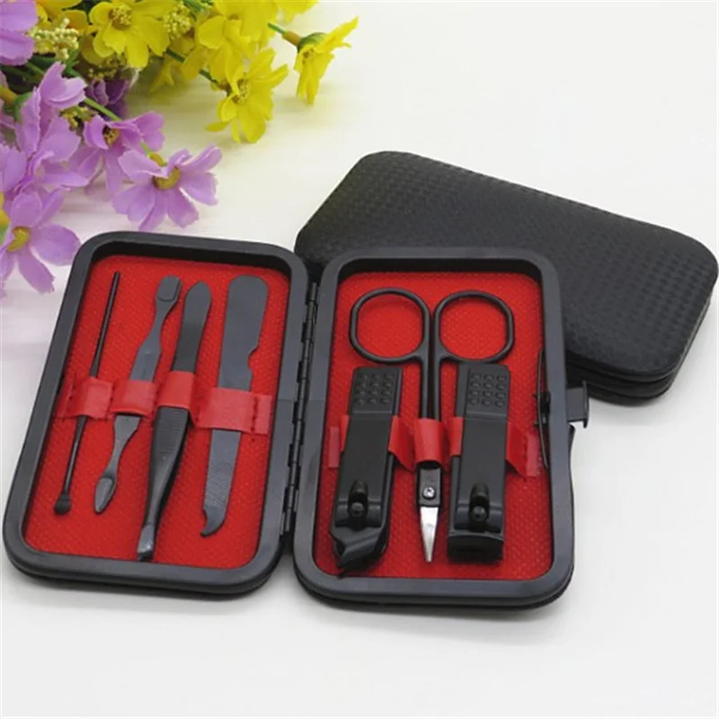 7pcs/set New Black Stainless Steel Manicure Nail Clippers Pedicure Set Portable Travel Hygiene Kit Nail Trimmer Cutter Tool Set
7pcs/set New Black Stainless Steel Manicure Nail Clippers Pedicure Set Portable Travel Hygiene Kit Nail Trimmer Cutter Tool Set