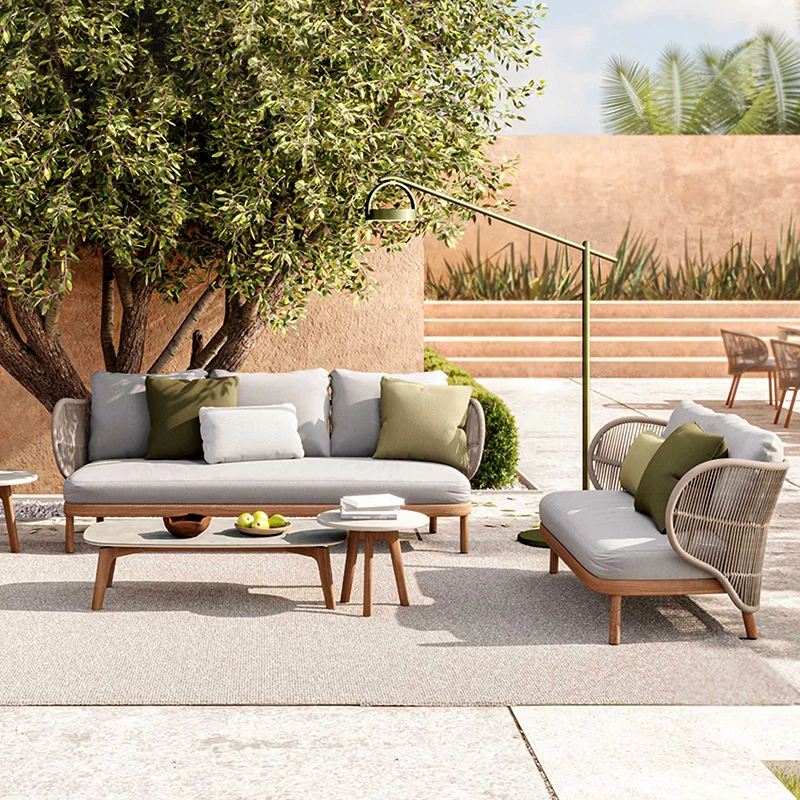 Nordic Outdoor Rattan Sofa Leisure Garden Outdoor Sunscreen Waterproof Creative Teak Furniture Set
Nordic Outdoor Rattan Sofa Leisure Garden Outdoor Sunscreen Waterproof Creative Teak Furniture Set