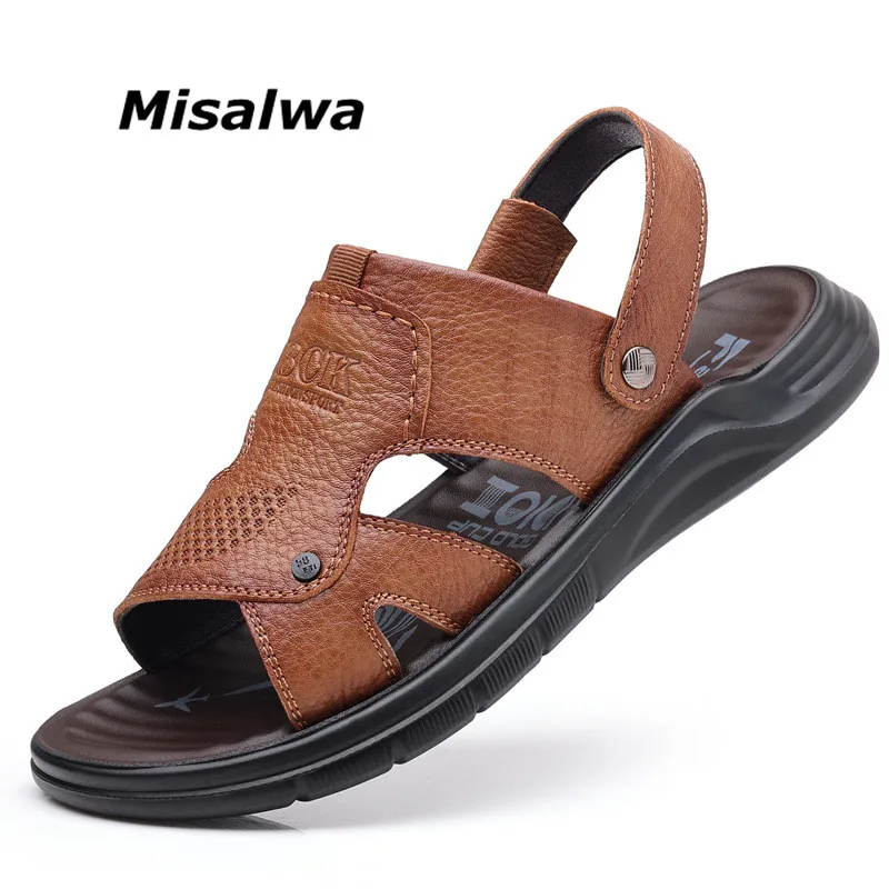 Сандалии Misalwa мужские из натуральной кожи, мягкие пляжные шлепанцы, повседневная обувь на плоской подошве из латекса
Сандалии Misalwa мужские из натуральной кожи, мягкие пляжные шлепанцы, повседневная обувь на плоской подошве из латекса