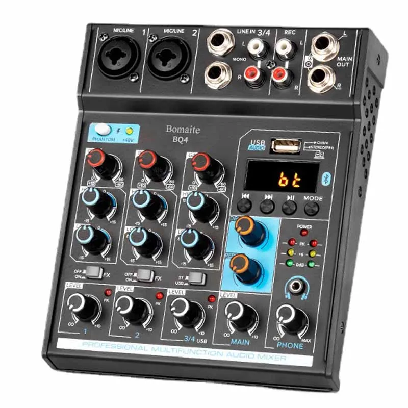 4 Channels AUDIO Mixer Portable Mixing Console USB Mini Audio Mixer Live Broadcast Podcast Stage Audio Mixer Sound Mixing 
4 Channels AUDIO Mixer Portable Mixing Console USB Mini Audio Mixer Live Broadcast Podcast Stage Audio Mixer Sound Mixing