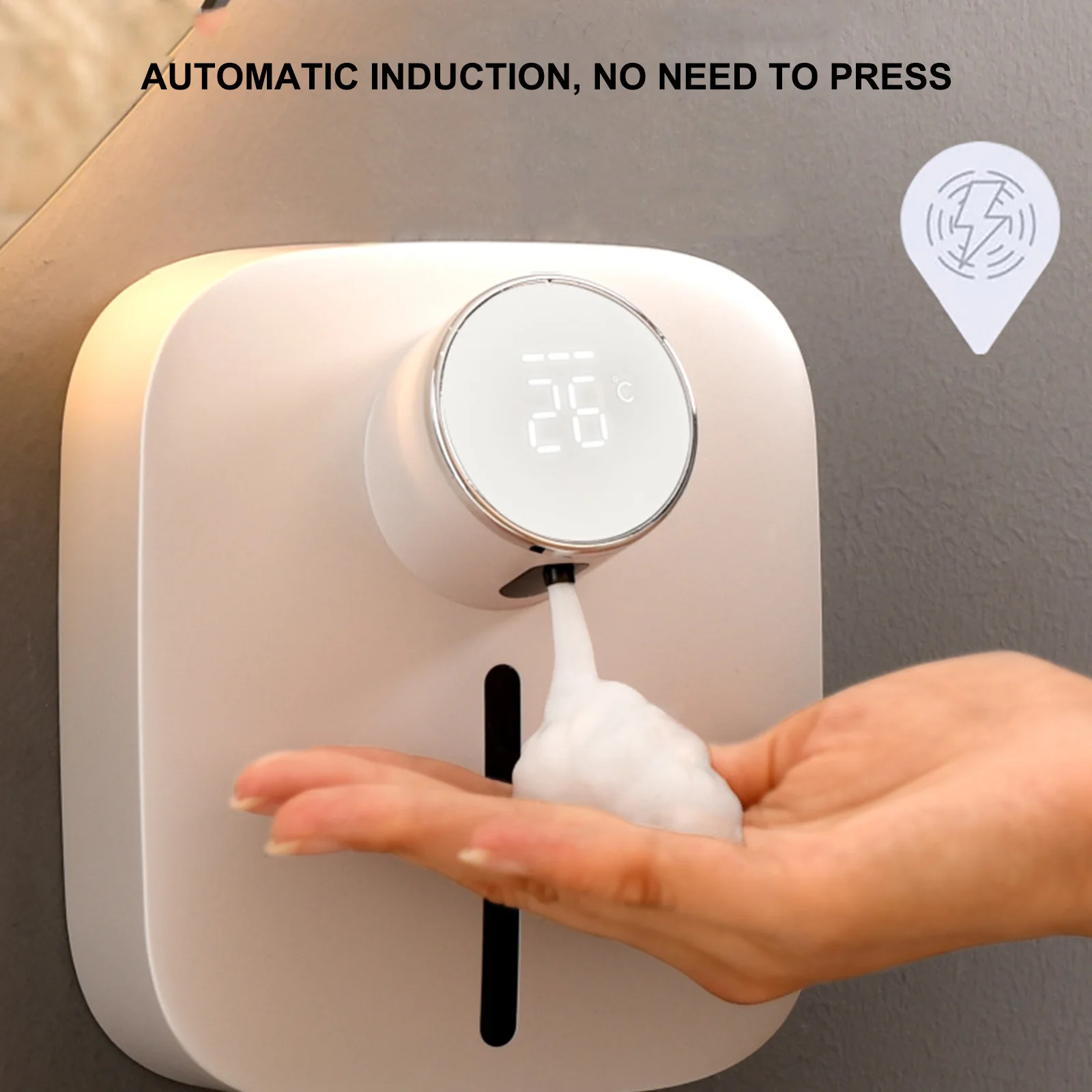 Wall-mounted Automatic Liquid Soap Dispenser Touchless Sensor Foam Machine with Temperature Display Hand Sanitizer Dispenser
Wall-mounted Automatic Liquid Soap Dispenser Touchless Sensor Foam Machine with Temperature Display Hand Sanitizer Dispenser