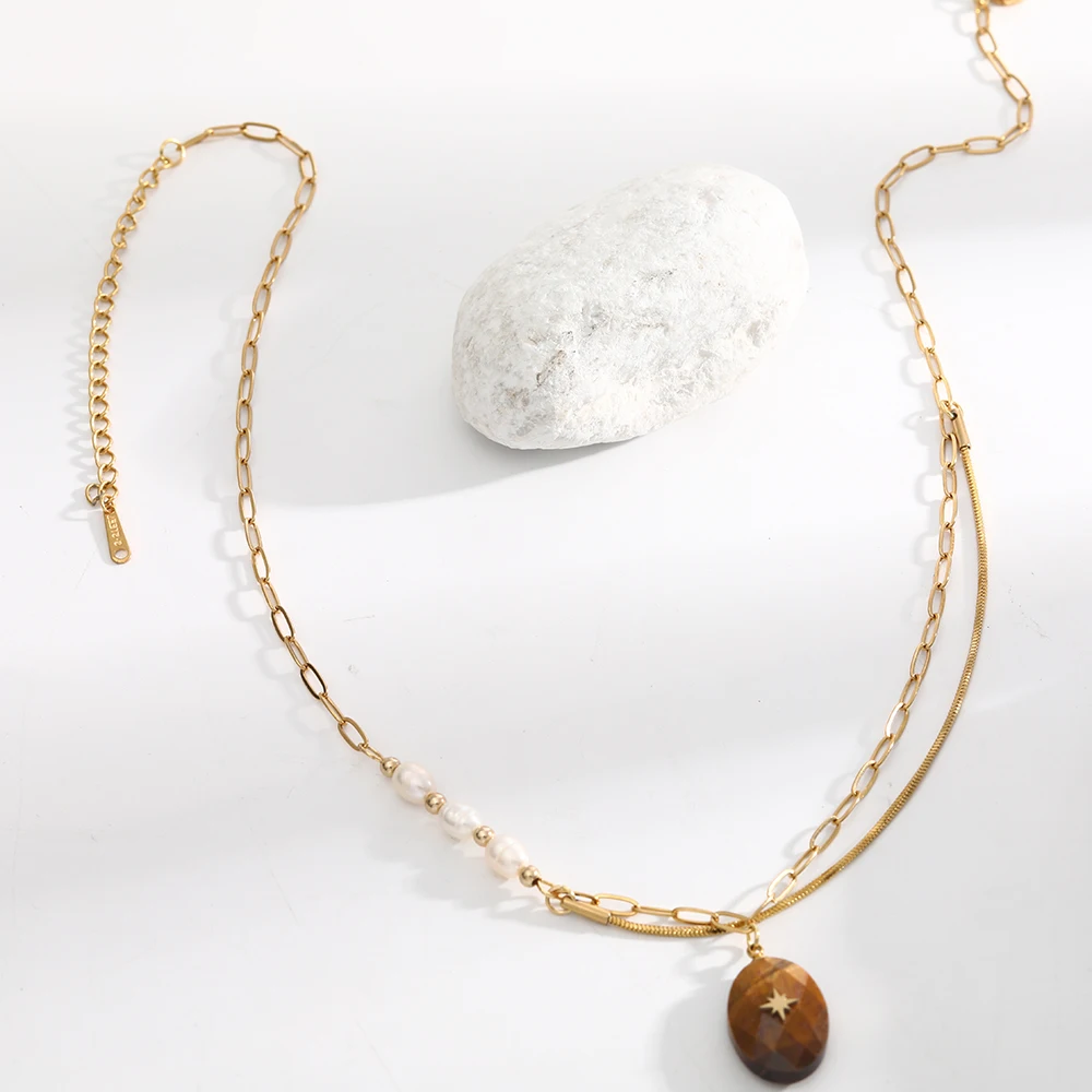 18K Real Gold Plated Natural Freshwater Pearl Necklaces Stainless Steel Pendant Necklace Women Party Jewelry Gift
18K Real Gold Plated Natural Freshwater Pearl Necklaces Stainless Steel Pendant Necklace Women Party Jewelry Gift