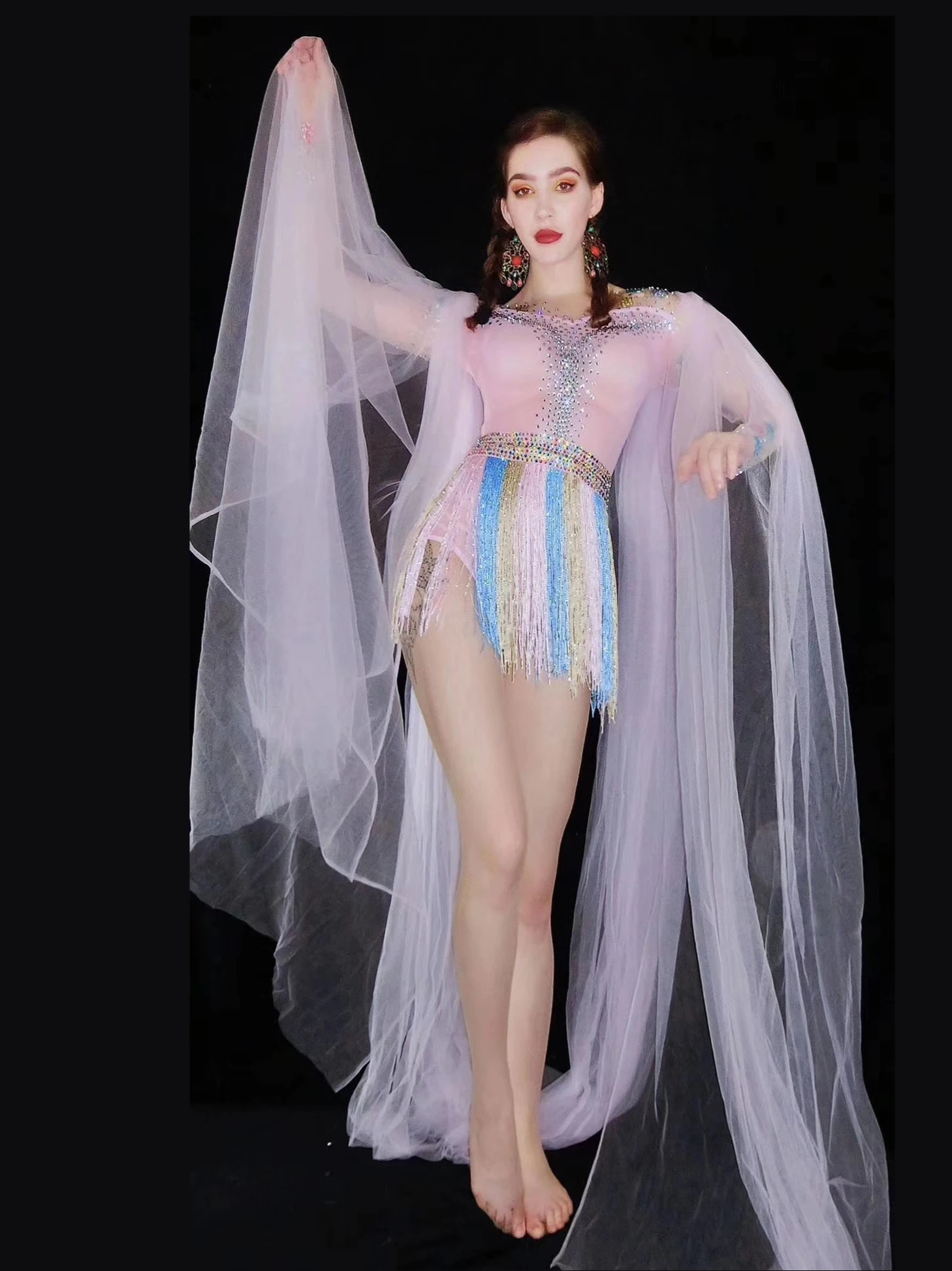 Sparkly Crystals Jumpsuit Sexy Colored Tassel Rhinestone Bodysuit Design Women Nightclub Party Dance Stage Clothing
Sparkly Crystals Jumpsuit Sexy Colored Tassel Rhinestone Bodysuit Design Women Nightclub Party Dance Stage Clothing