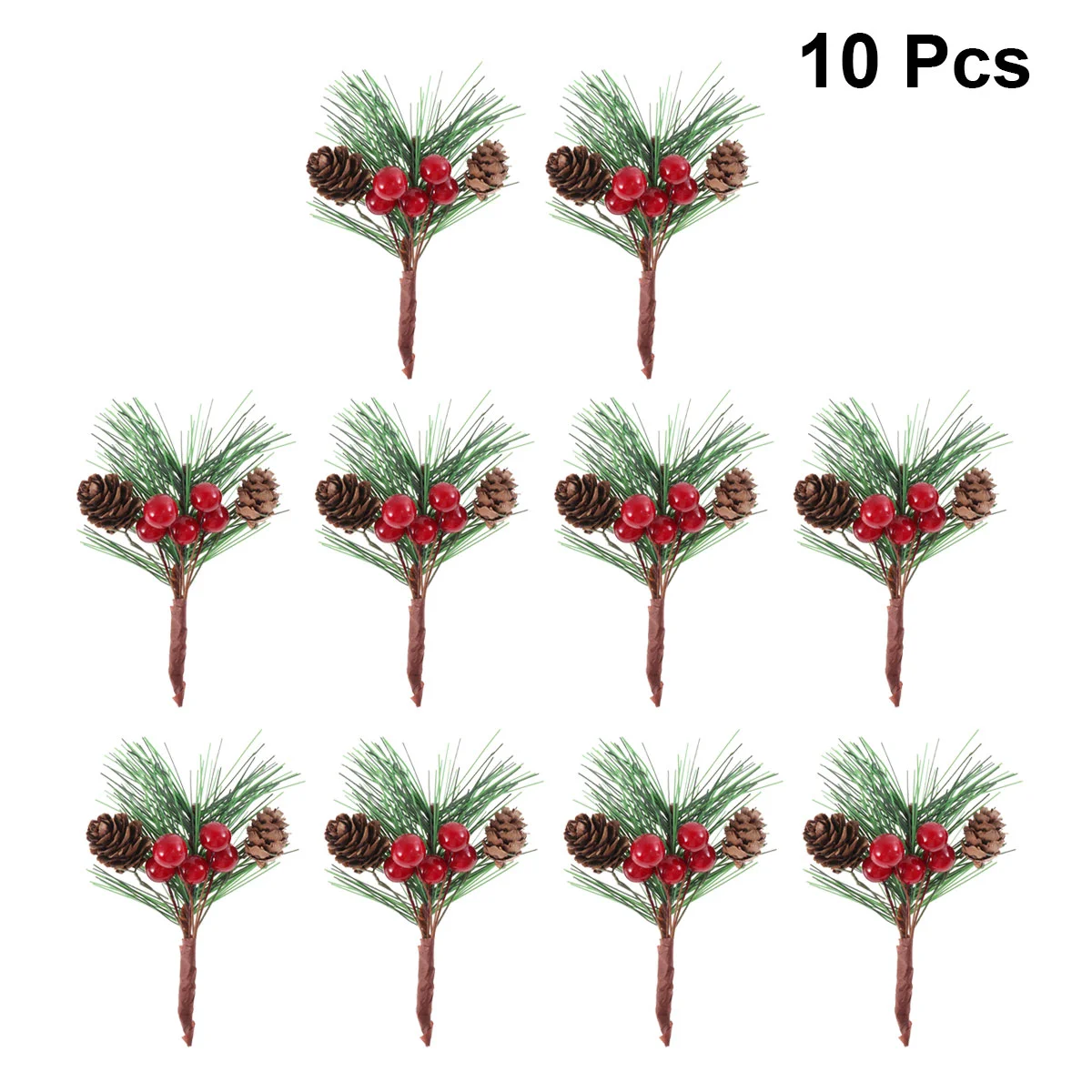 

Pine Christmas Picks Artificial Stems Berry Branches Cones Crafts Berries Pinecones Decoration Tree Red Flowers Wreath Trees