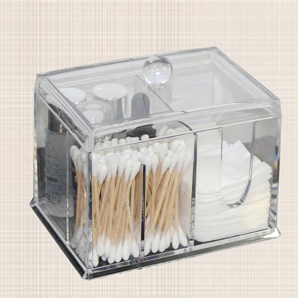 

Cotton Holder Swab Organizer Pad Box Qtip Storage Case Makeup Clear Jar Container Pads Toothpicks Desktop Dispenser Canister