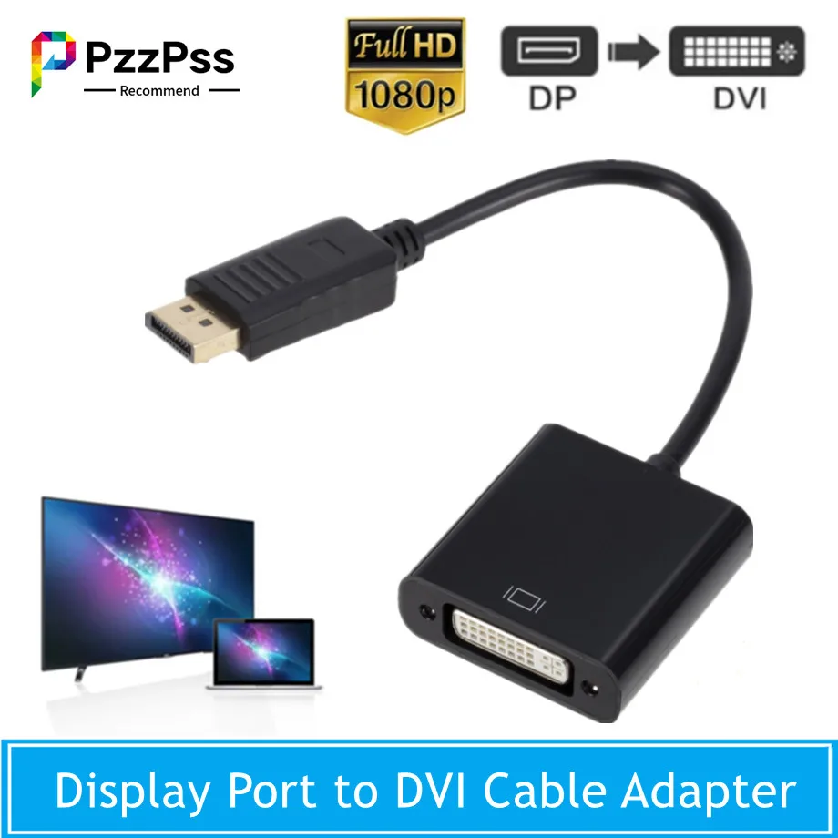 

HD 1080P DP to DVI Adapter DisplayPort Display Port to DVI Cable Adapter Converter Male to Female For Monitor Projector Displays
