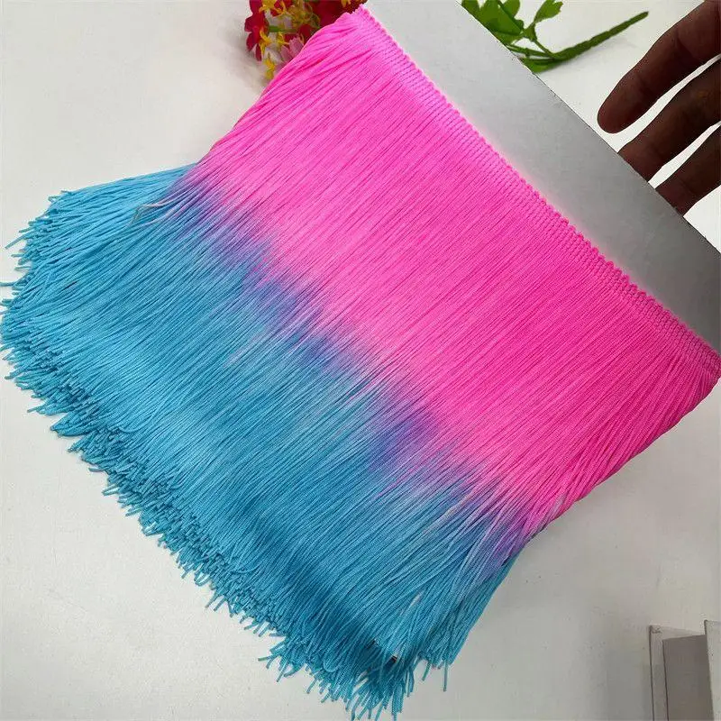 

1Pc 100Cm Length 2023 New Gradient Color Tassels Latin Dance Clothing Home Accessories Soft Tassels Lace 20Cm Width