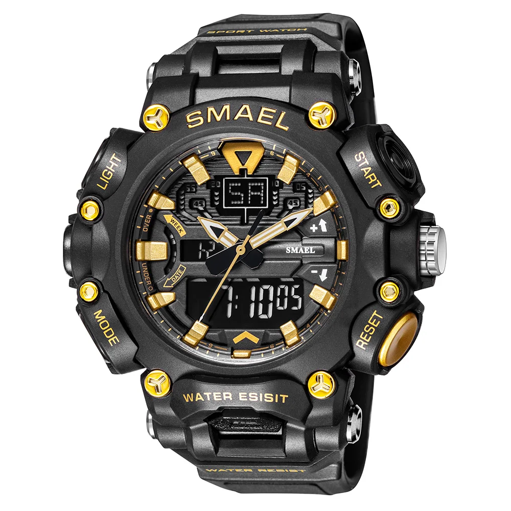 SMAEL Brand Men Sports Watches Dual Display Analog Digital LED Electronic Quartz Wristwatches Waterproof Swimming Military Watch
SMAEL Brand Men Sports Watches Dual Display Analog Digital LED Electronic Quartz Wristwatches Waterproof Swimming Military Watch