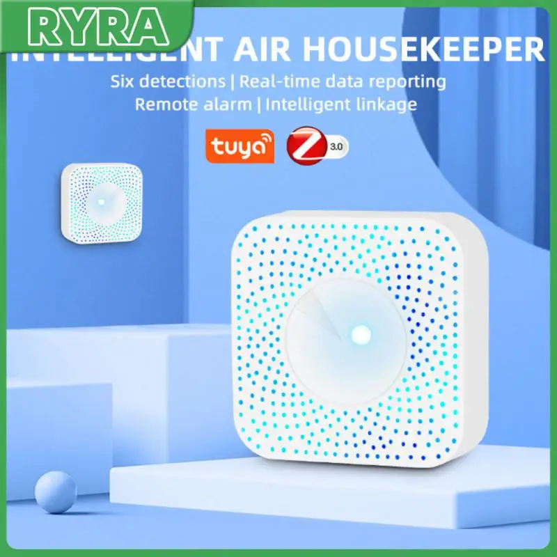 Умный детектор сигнализации Zigbee Air Housekeeper Tuya, устройство для контроля качества воздуха, 6 в 1, с воротами Zigbee
Умный детектор сигнализации Zigbee Air Housekeeper Tuya, устройство для контроля качества воздуха, 6 в 1, с воротами Zigbee